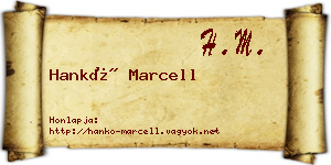 Hankó Marcell névjegykártya