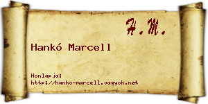 Hankó Marcell névjegykártya